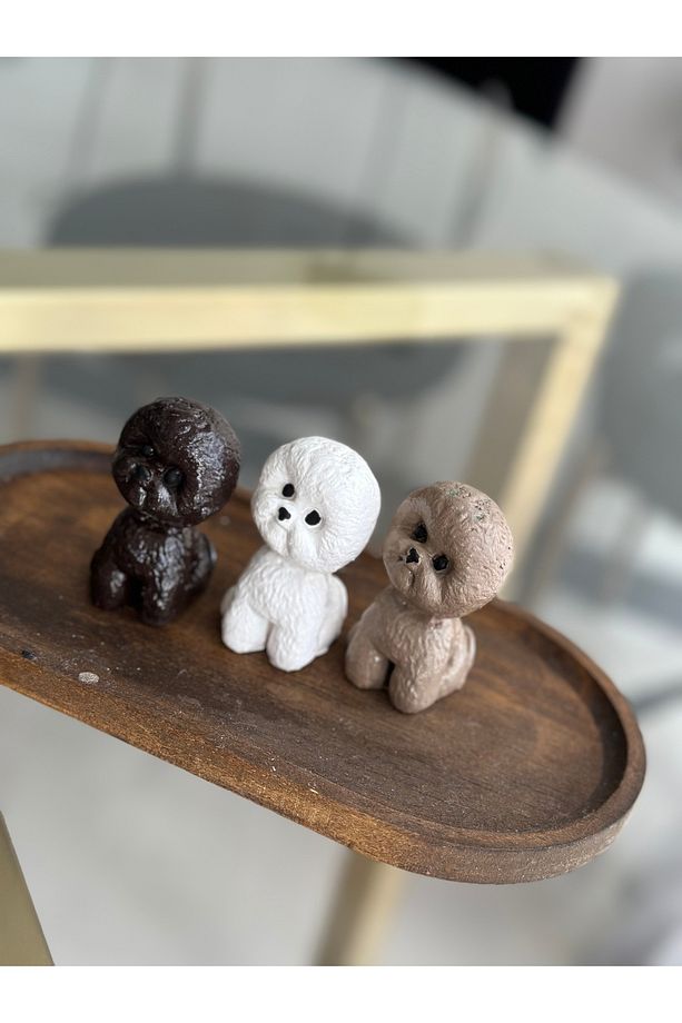Dekoratif 3’lü Mini Köpek Biblo Seti - Süs Eşyası - 4