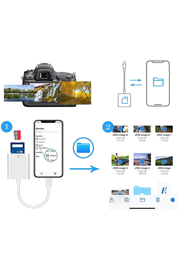 SD Card and Micro SD Adapter with Lightning Input for iPhone 11 12 13 14 S101 - 3