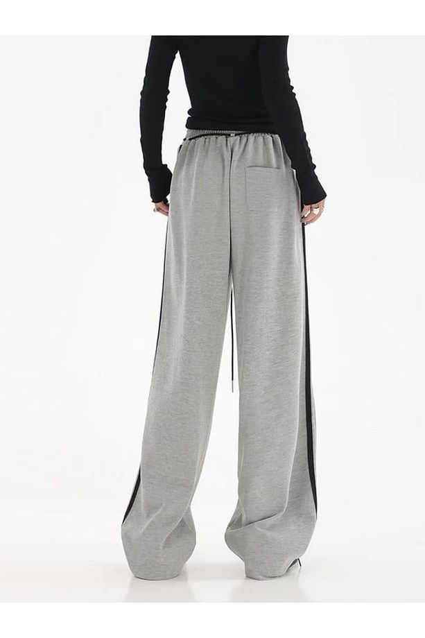 Y2k Line Detail Unisex Bol Paça Eşofman Altı - 4