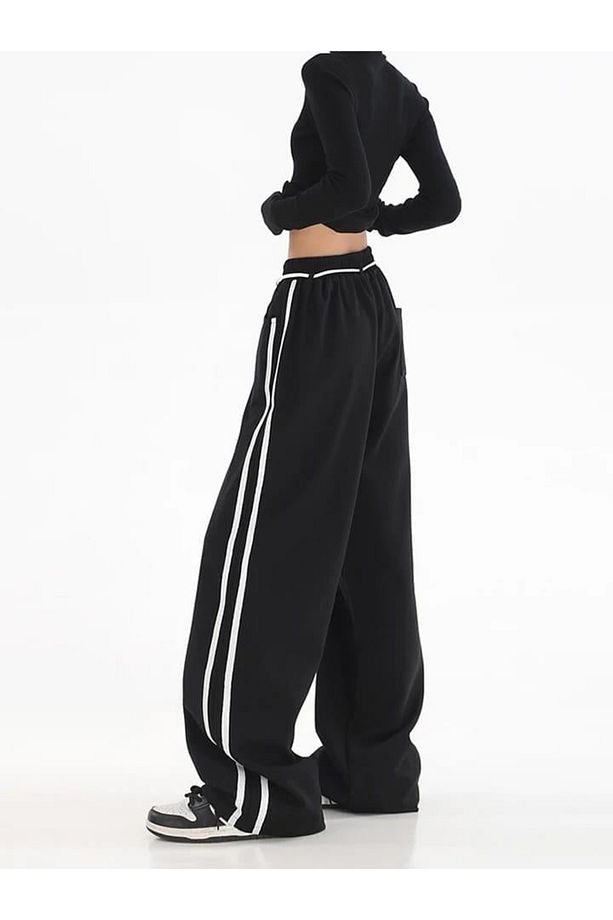 Y2k Line Detail Oversize Unisex Eşofman Altı - 4