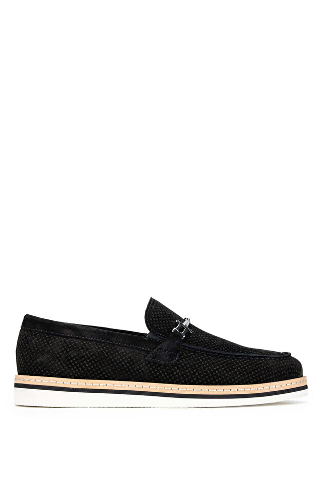 Men's Genuine Leather Black Suede Loafer Shoes