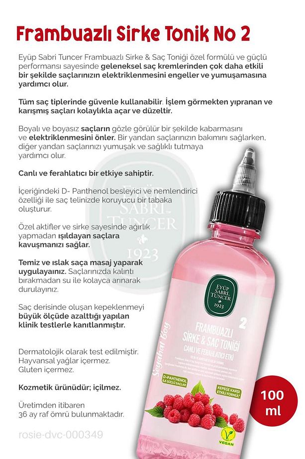 Sirke Şampuan Frambuazlı 100 ml, Saç Toniği 100 ml, Şampuan Fırçası ve ROSIE - 3