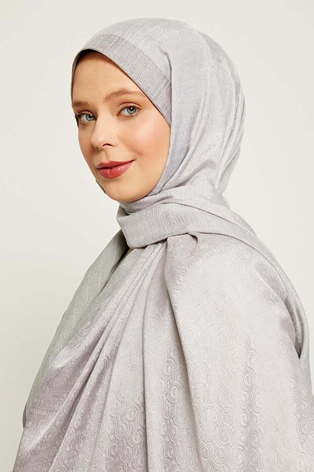 A.Grey Ring Pattern Monogram Shawl - 3