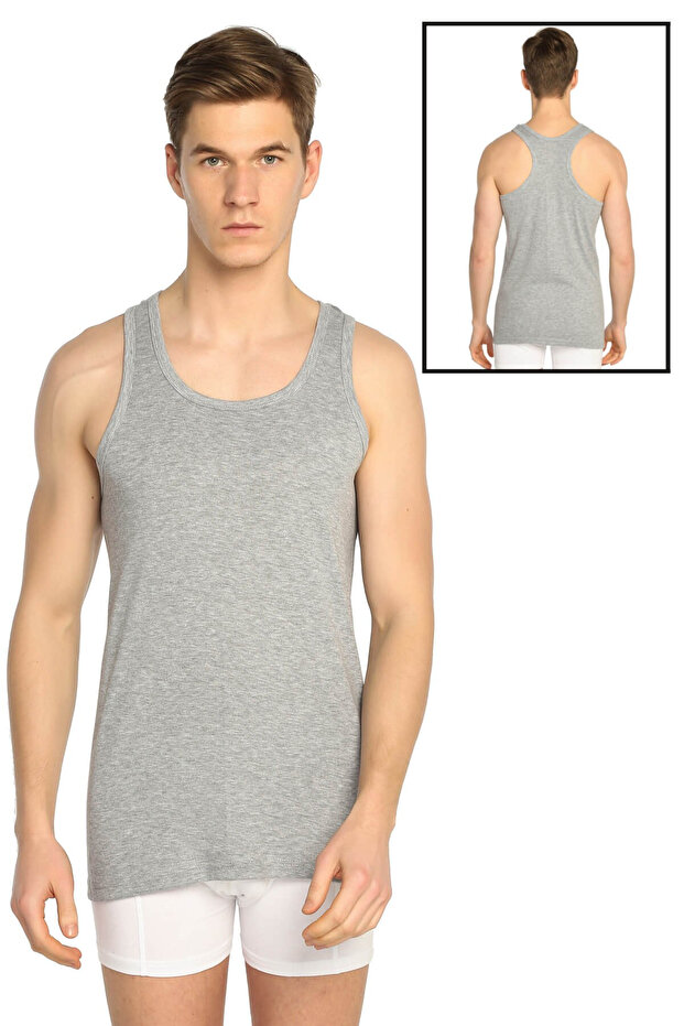 Men's Gray Ribbed Sports Athlete Undershirt