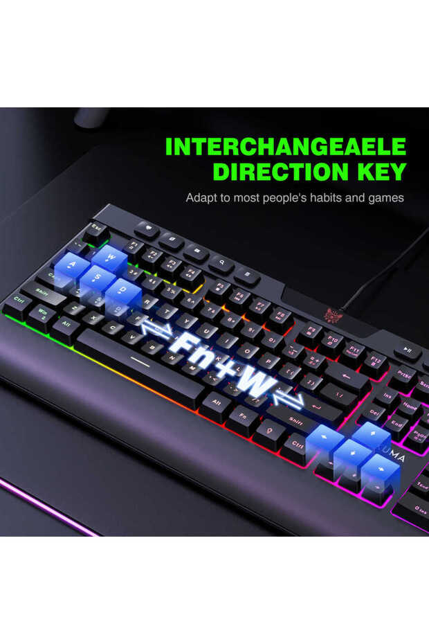 Onikuma G21 RGB Oyuncu Klavye Mouse Seti Siyah Uyumlu - 6