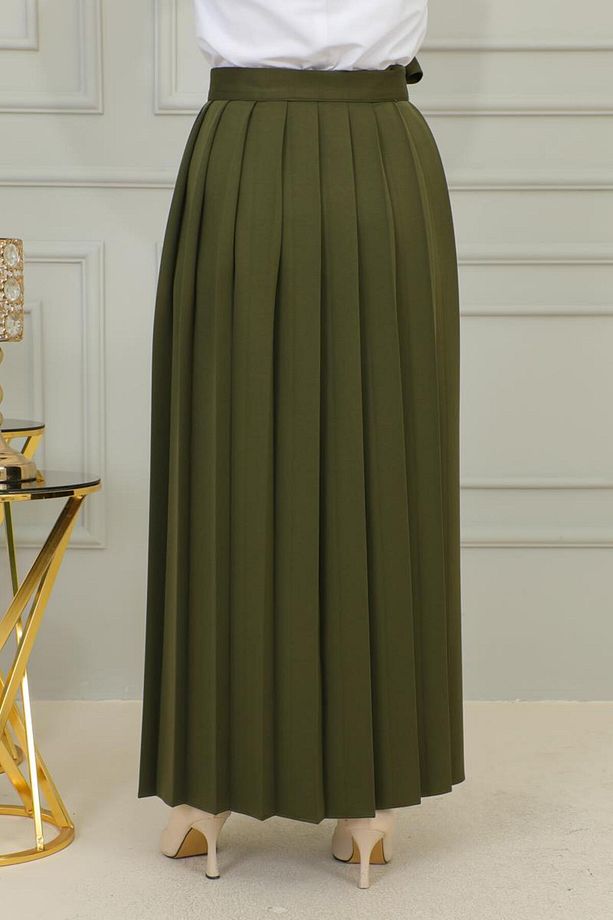 Piliseli Pantolon Etek HAKİ - 5