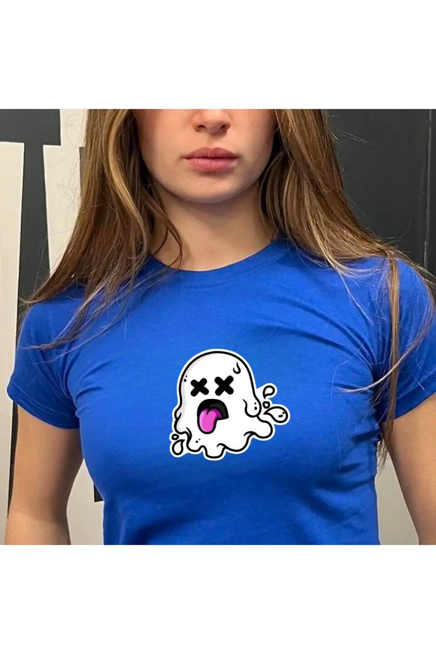 Blue Ghost Ghost Model Women's Crop Body T-Shirt