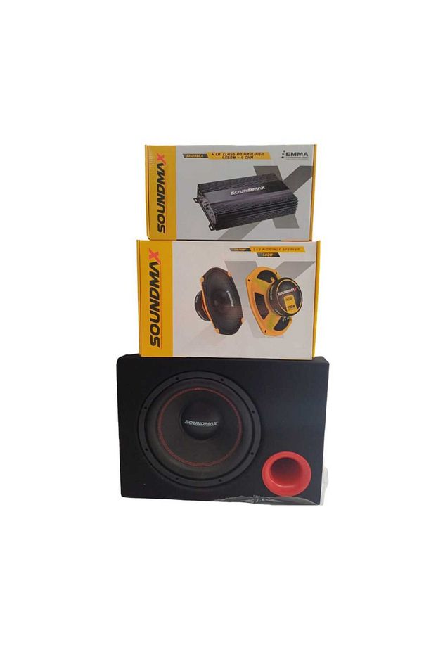 3 LÜ   SET   SOUDMAX AMFİ  SOUNDMAX BAS SOUDMAX OVAL  MİDRANGE  KULAKLIK HEDİYELİ - 1