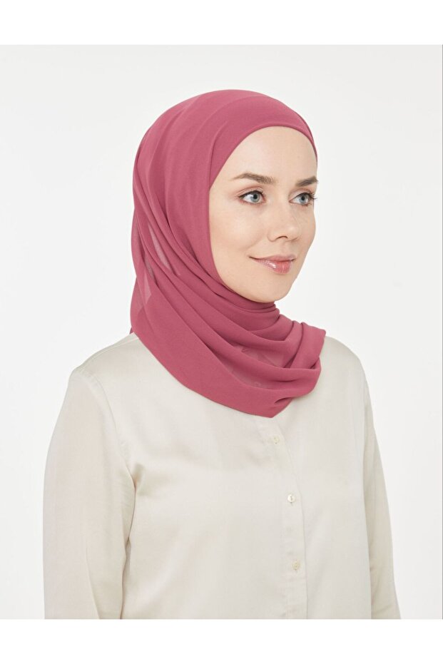 Women's Hijab Practical Tube Boneli Ready-Made Chiffon Shawl Dusty Rose