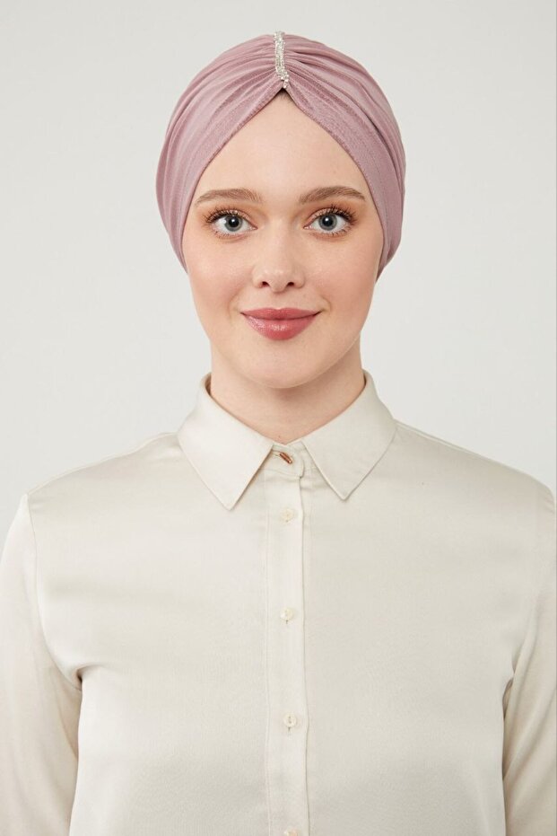 Women's Hijab Stone-Embellished Outer Bonnet Lilac