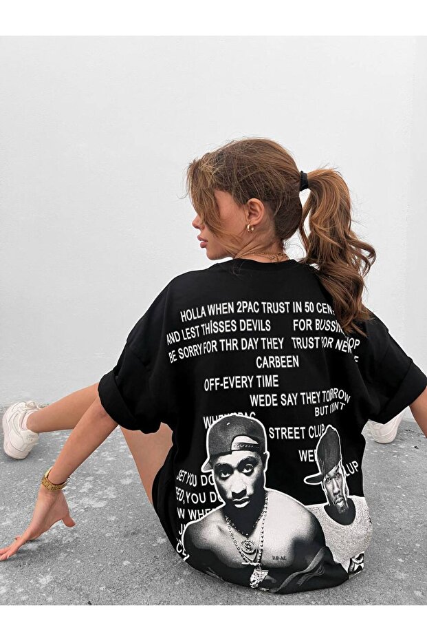 2pac ve 50 Cent Unisex Oversize Tshirt - 1