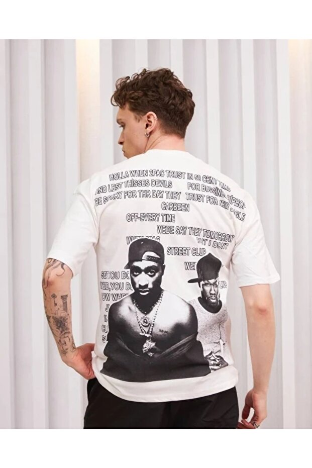 2pac ve 50 Cent Unisex Oversize Tshirt - 4
