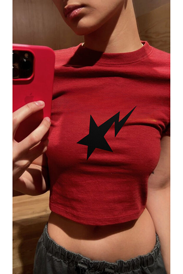 Red Comet Star Model Women's Crop Body T-Shirt