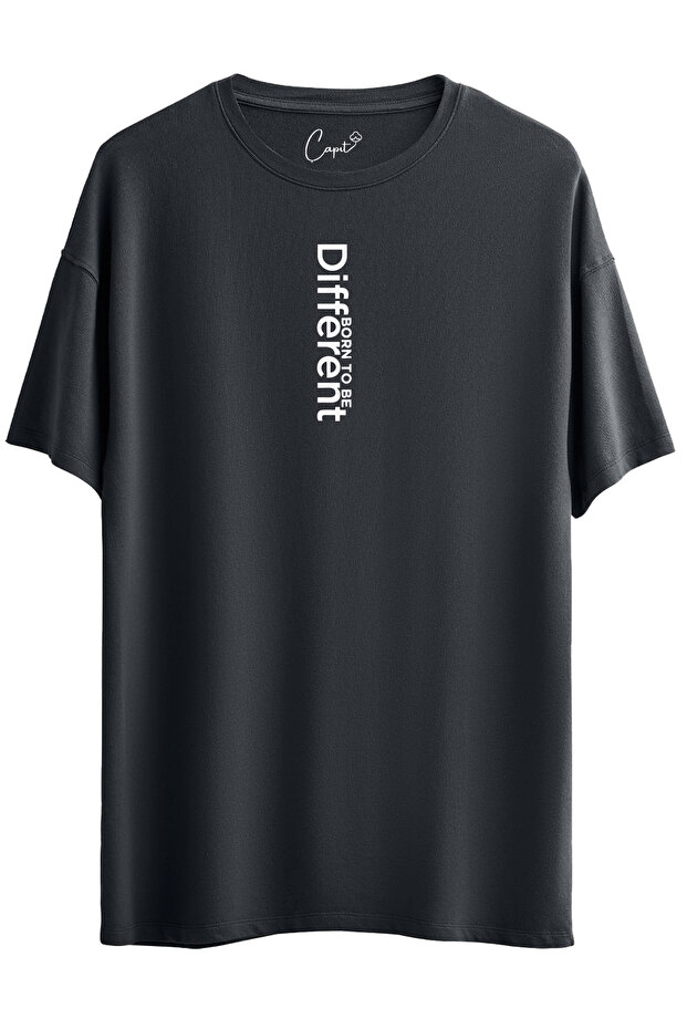 Cotton Different Printed Smoked Oversize T-Shirt