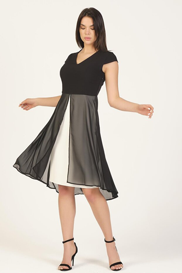 Çift Kat Etekli Elbise - 1