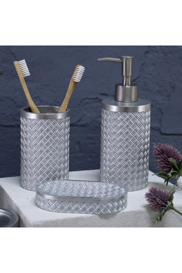 Wicker Banyo Seti Gümüş - 2