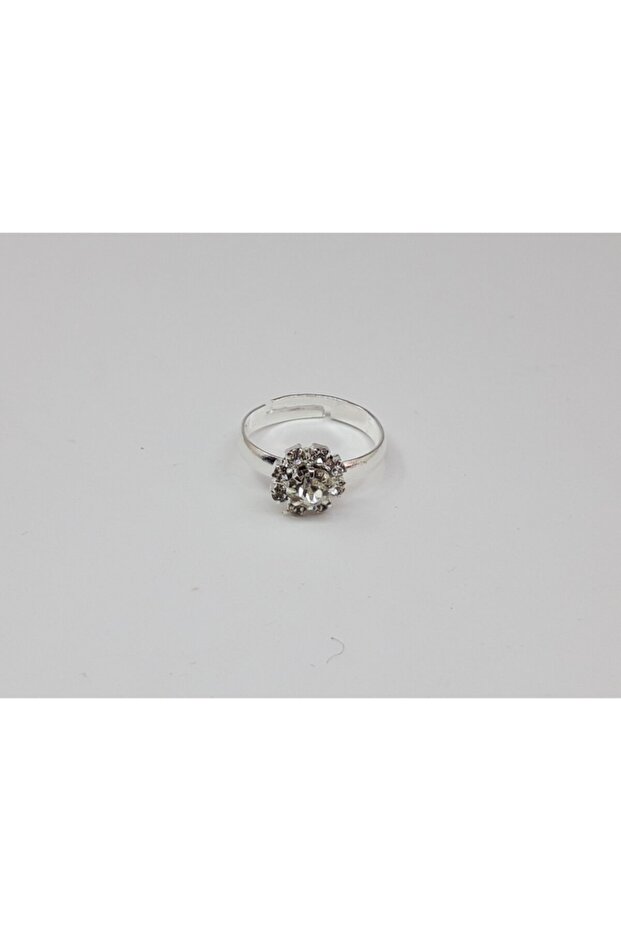 Trenddunyasi Girl's Silver Shiny Jewelled Adjustable Ring