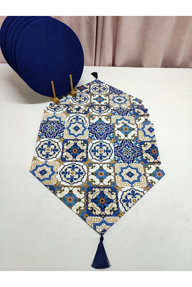 Tile Rug Patterned Tassel Runner 6-Piece Plate Set