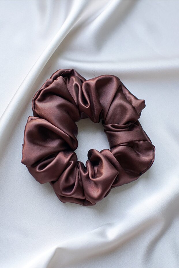 Brown Satin Hair Rubber Buckle