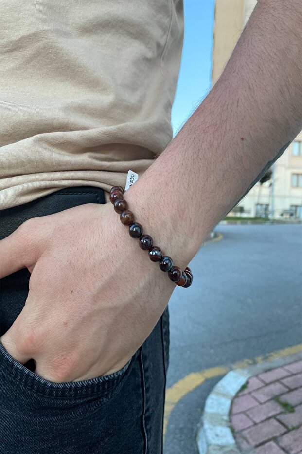 Dark Brown Tiger Eye Stone Bracelet Natural Stone Bracelet