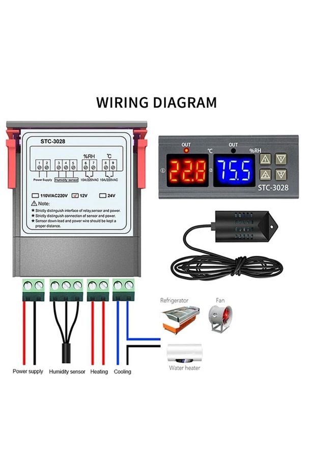 Stc-3028 Isı Ve Nem Ölçer Termostat Soğutucu-ısıtıcı Çift Ekran 220v - 3