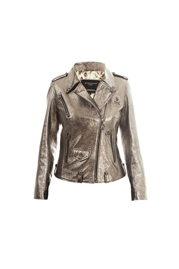 Deri Ceket Biker Metal Bones - 1
