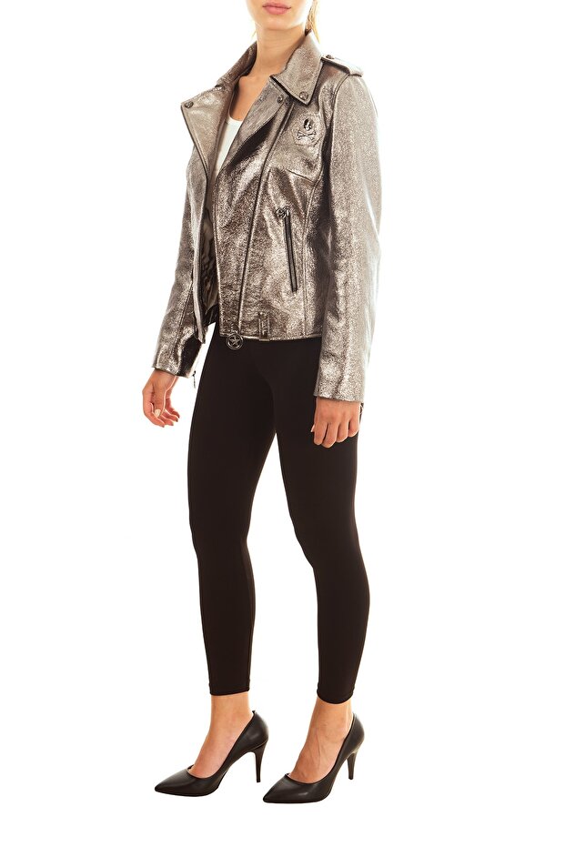 Deri Ceket Biker Metal Bones - 5