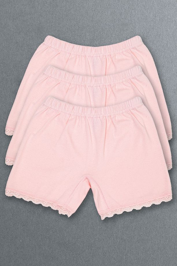 Kız Çocuk Pembe Mini Şort Boxer - 3 Adet - 1