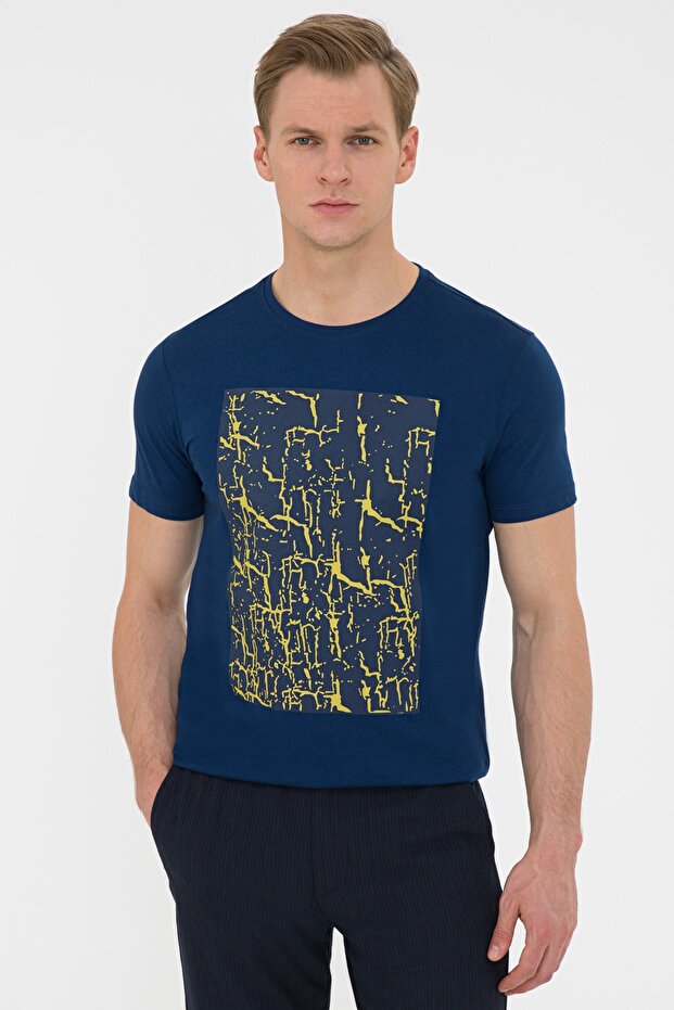 Navy Blue Slim Fit Crew Neck T-Shirt