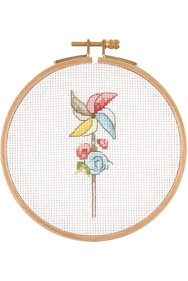 Tuva Cross Stitch Wooden Hoop Kit Wind Vane E1302 12.5 Cm
