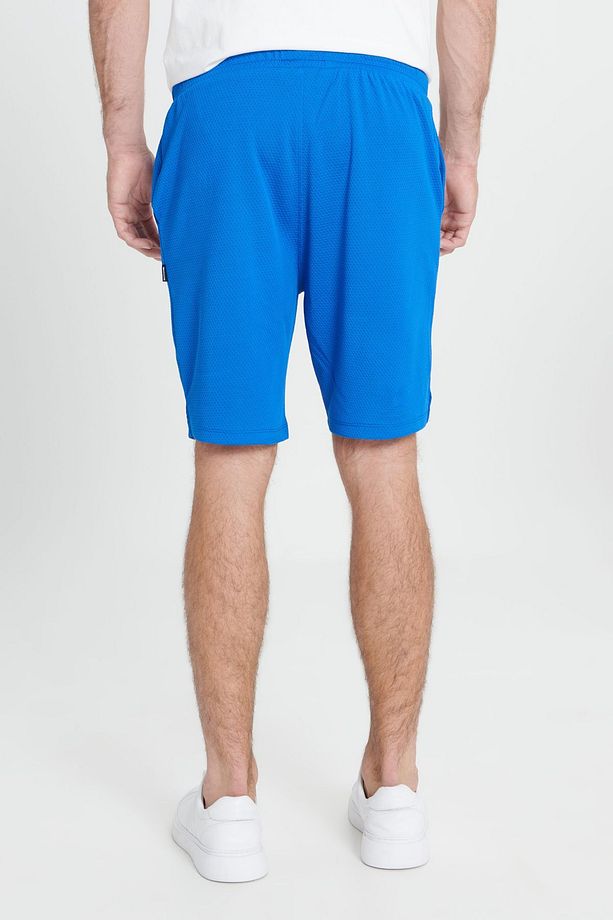 Erkek Saks Mavi Standart Fit Normal Kesim Örme Spor Şort - 6
