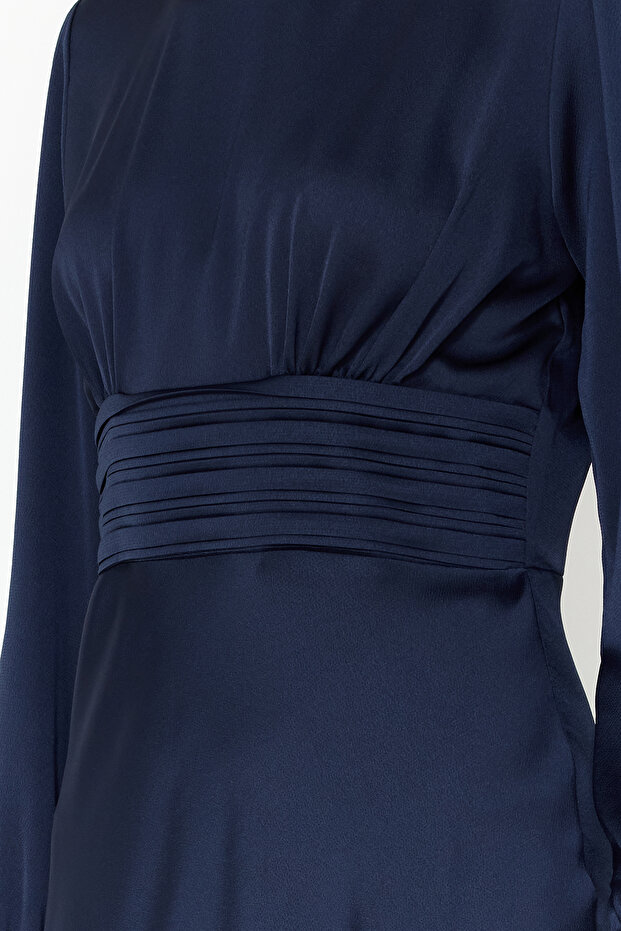 Sötétkék szatén szőtt estélyi ruha/hálóruha TCTSS24DB00055 - 5