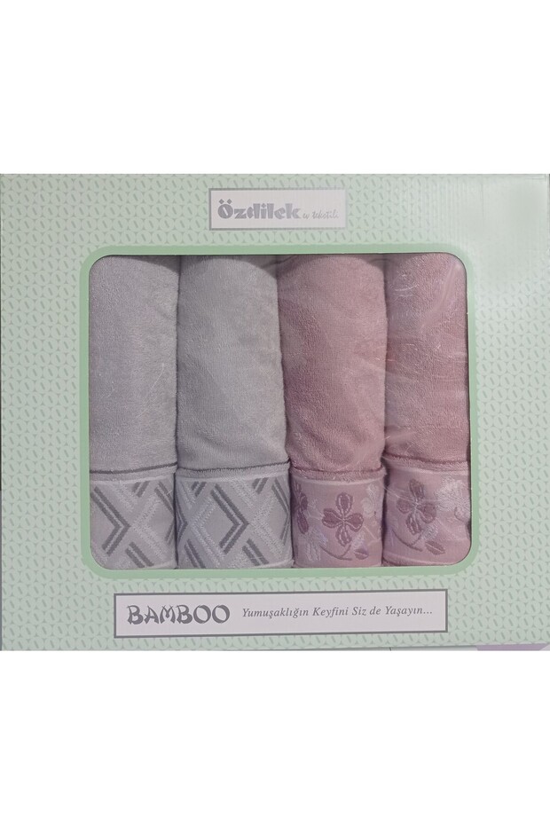 Fiore Line Gri Pembe Bambu Hamam Seti - 3