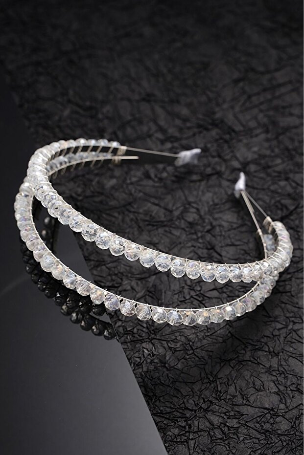 Double Row Transparent Jewelled Special Day Bridal Crown
