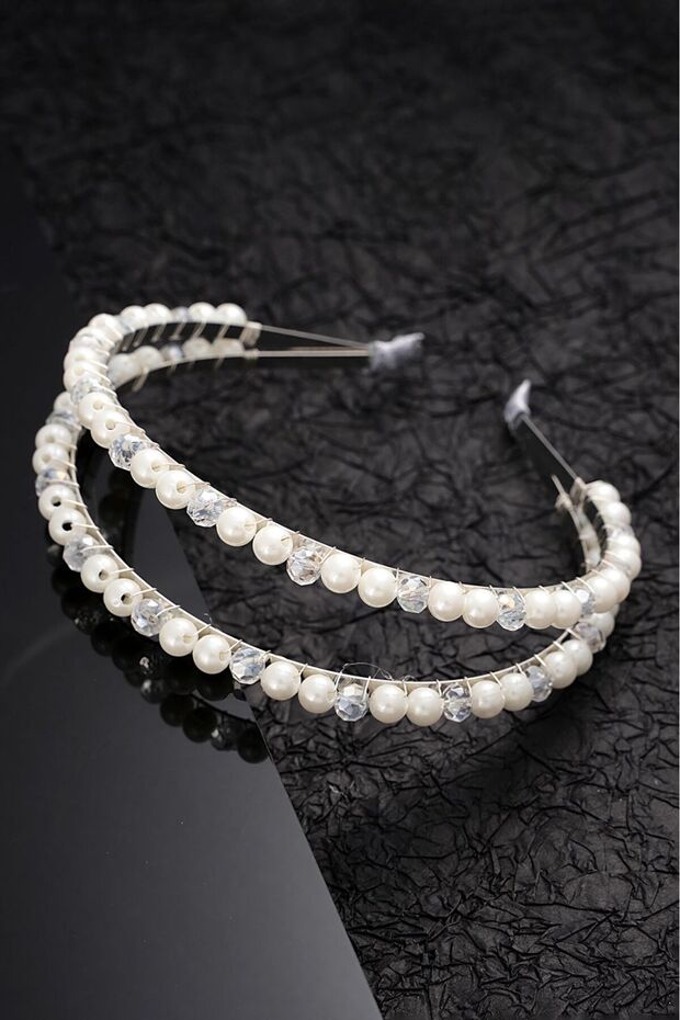 Crystal Jewelled, Pearl Double Row Special Day Bridal Crown