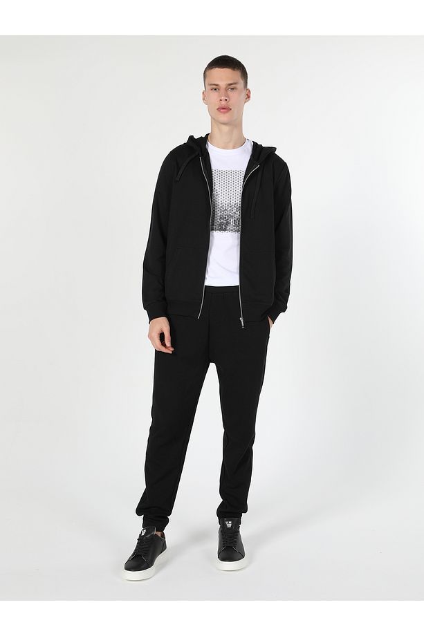 Regular Fit Kapişonlu Siyah Erkek Sweatshirt Cl1002717 - 1