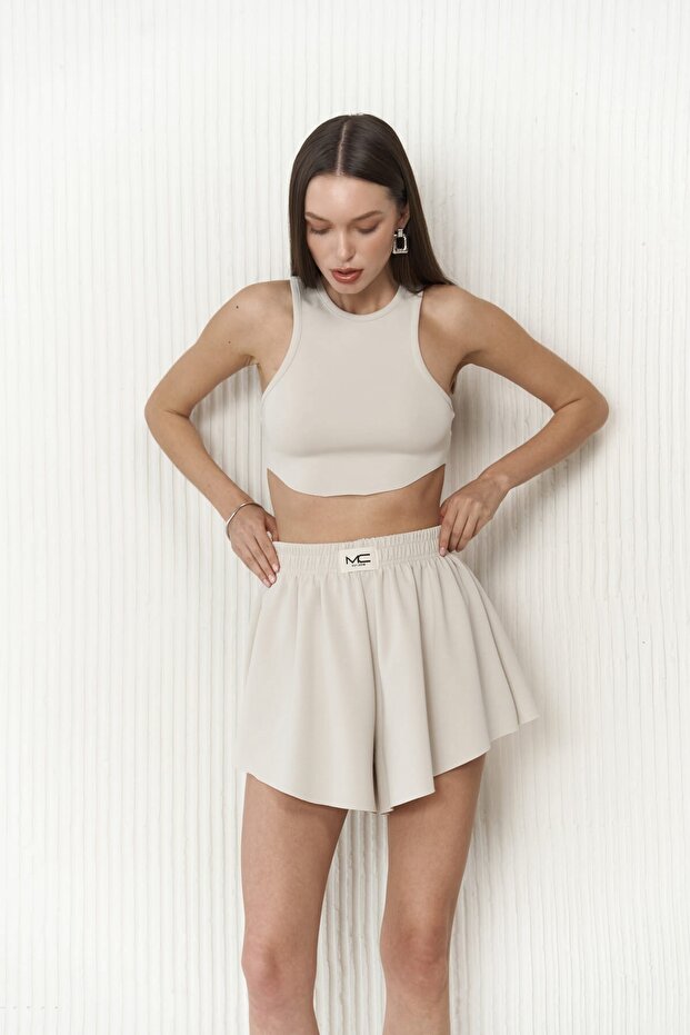 Misty Bej Crop Şort Takım - 6