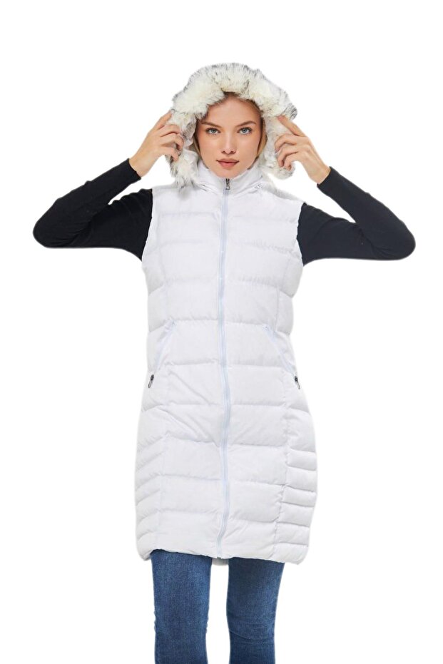 Kadın Kapüşonlu Uzun Yelek 5003 Bgl-st01646 - 2