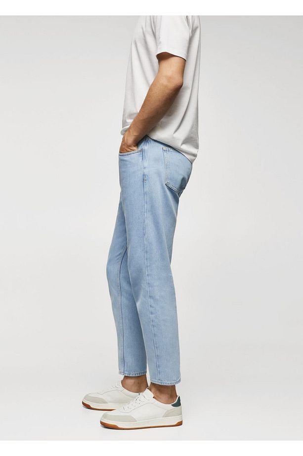Hafif Yıkama Tapered Kesim Hafif Jean - 5