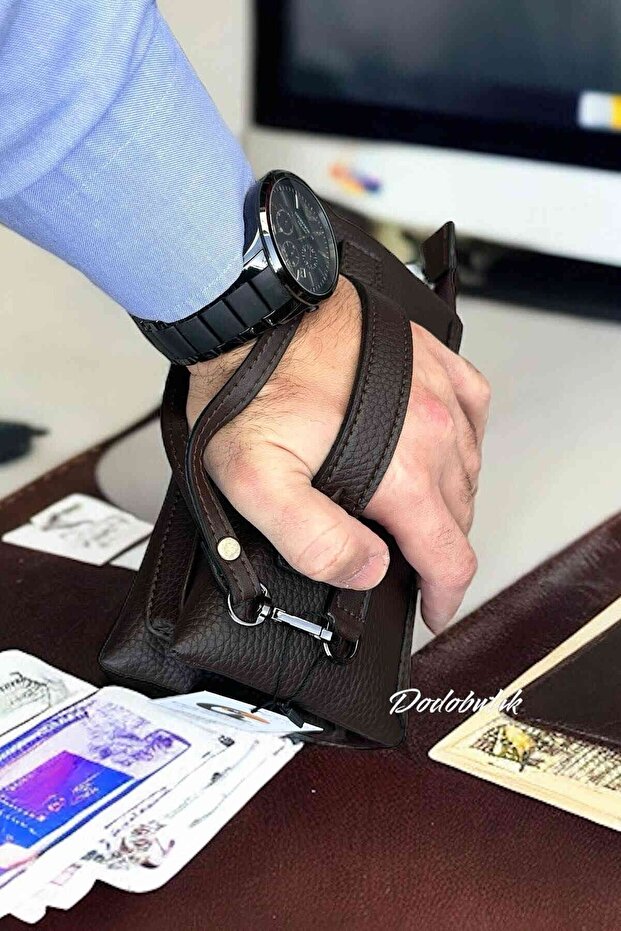 حقيبة يد و معصم بنية عالية الجودة للرجال
