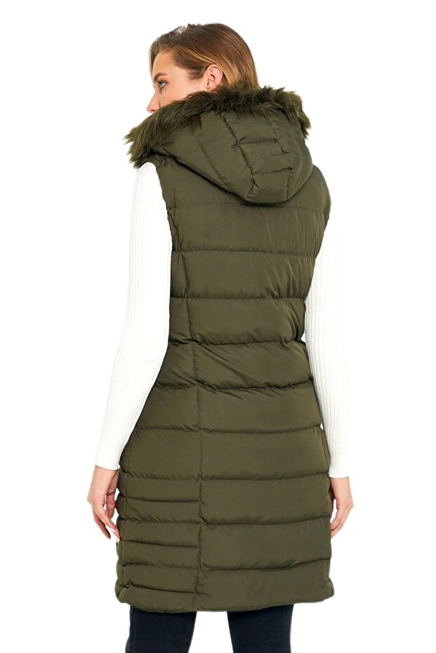 Kadın Kapüşonlu Uzun Yelek 5003 Bgl-st01646 - 3