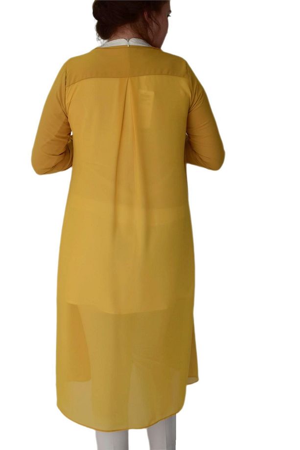Kadın Sarı Tunik 2 Li Krep Şifon Ms01161 Bgl-st02165 - 3