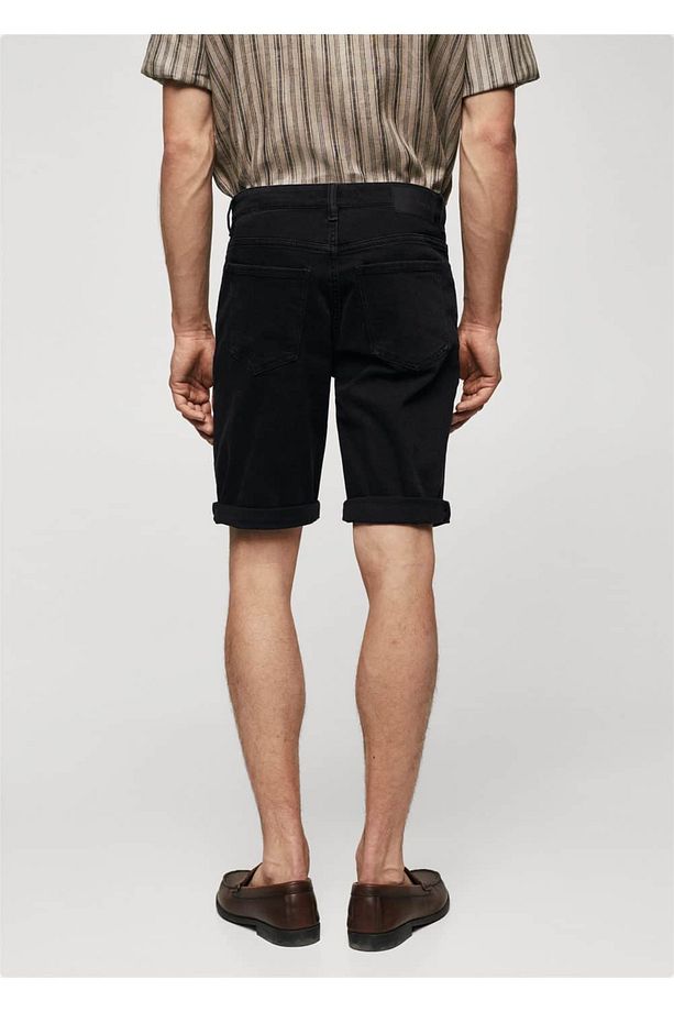 Slim fit kot bermuda şort - 4