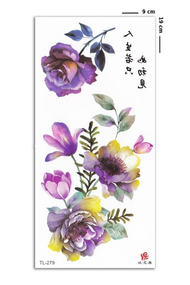 Lilium Gül Ve Zambak Renkli Çiçekler Geçici Kadın Dövmesi - 2