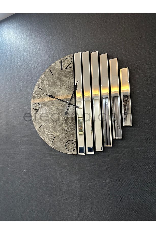 Ritmik Model-gümüş Ayna Duvar Saati 70cm - 3