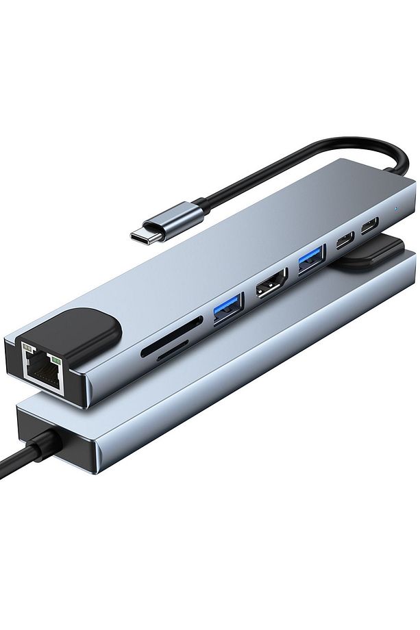 8in1 USB Type-C Hub Port Adaptör uyumlu  HDMI USB Ethernet 100W PD Girişli - 2