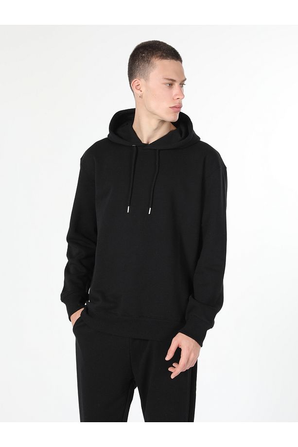 Regular Fit Kapüşonlu Siyah Erkek Sweatshirt Cl1055786 - 4