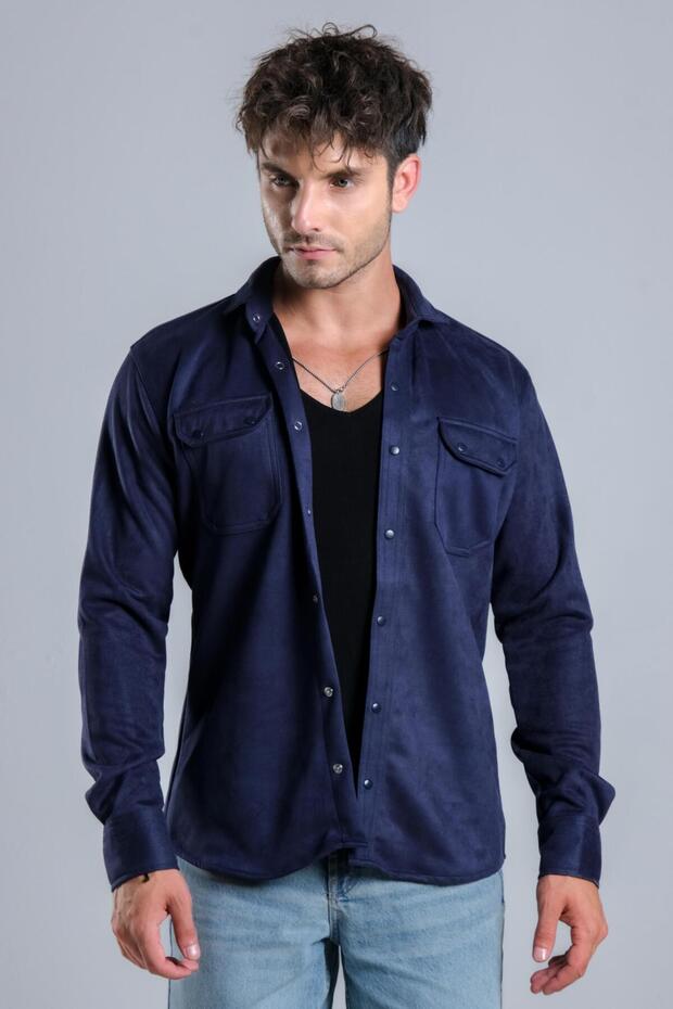 Double Pocket Covered Seasonal Suede Shirt Yxc U16463-40211