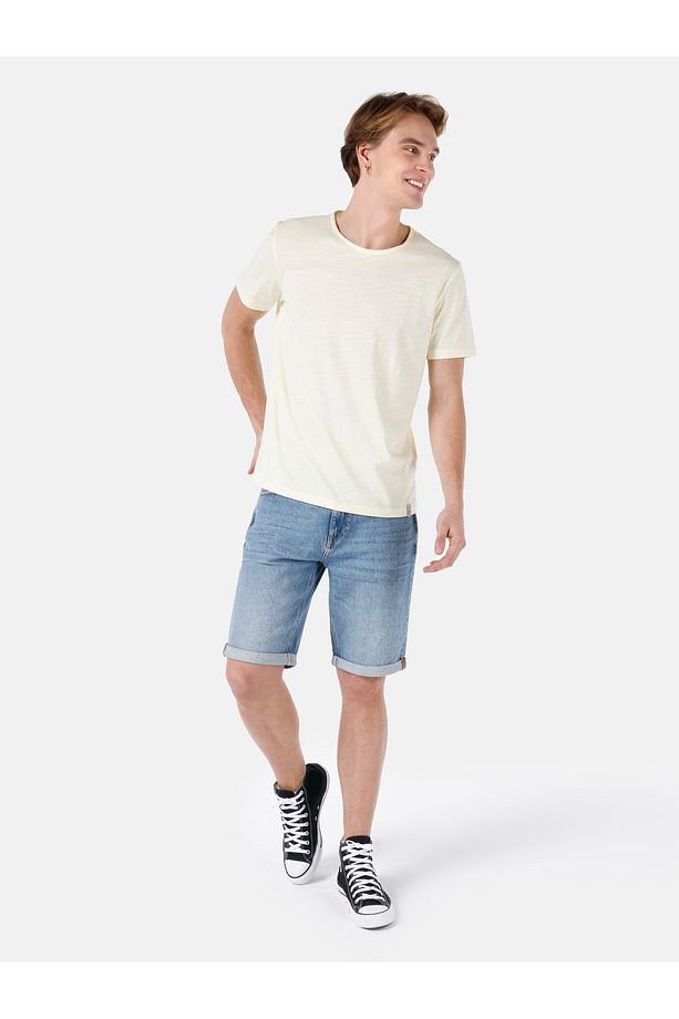 Regular Fit Bisiklet Yaka Basic Sarı Erkek Kısa Kol Tişört Cl1058580 - 7