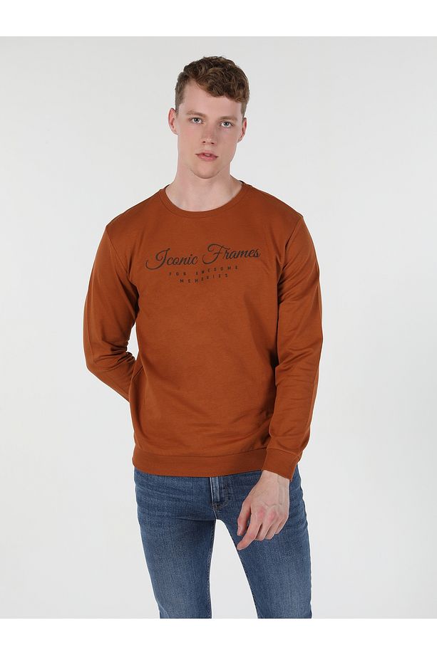 Regular Fit Baskılı Turuncu Erkek Sweatshirt Cl1060126 - 3